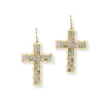 102787, CROSS BEADED DANGLE EARRING