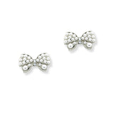 102791, RIBBON BOW PEARL STUD EARRING