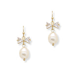 102792, CUBIC ZIRCONIA ACCENT FRESHWATER PEARL DANGLE EARRING