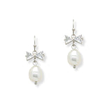 102792, CUBIC ZIRCONIA ACCENT FRESHWATER PEARL DANGLE EARRING