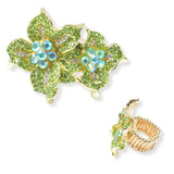 102804, FLOWER CRYSTAL RHINESTONE STRETCH RING