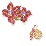 102804, FLOWER CRYSTAL RHINESTONE STRETCH RING