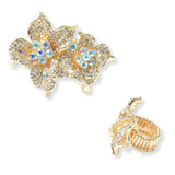 102804, FLOWER CRYSTAL RHINESTONE STRETCH RING