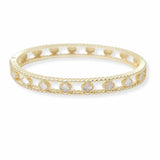 102807, MOTHER OF PEARL CLOVER DESIGNER INSPIRED HINGED BRACELET