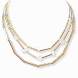 102824, SEMI PRECIOUS STONE ACCENT MULTI LAYERED NECKLACE