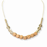 102825, GEOMETRIC WOOD BEADED NECKLACE
