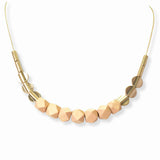 102825, GEOMETRIC WOOD BEADED NECKLACE