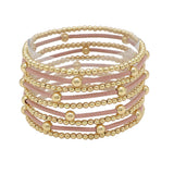 102841, MULTI LAYERED BEADED STRETCH BRACELET