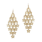 102842, MULTI FLOWER CHARM WITH RHINESTONE DANGLE EARRING