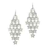 102842, MULTI FLOWER CHARM WITH RHINESTONE DANGLE EARRING