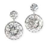 102845, ROUND RHINESTONE DANGLE CLIP ON EARRING