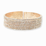 102855, 7 LINES PAVE CRYSTAL RHINESTONE STRETCH CUFF BRACELET