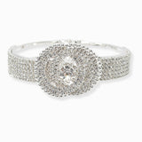 102856, DOUBLE ROUND CRYSTAL RHINESTONE HINGED BRACELET