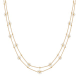 102863, DAINTY FLOWER PEARL DOUBLE LAYERED NECKLACE