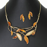 102873, LEAF ENAMEL NECKLACE