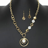 102874, FRESHWATER PEARL ACCENT METAL NECKLACE