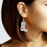 102893, WESTERN ENGRAVED COWBOY BOOTS DANGLE EARRING