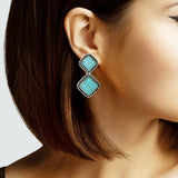 102898, WESTERN TURQUOISE STONE DANGLE EARRING
