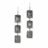 102904, WESTERN RECTANGLE CONCHO METAL DANGLE EARRING