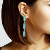 102906, WESTERN GEOMETRIC TURQUOISE STONE DANGLE EARRING