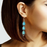 102909, WESTERN TEARDROP TURQUOISE STONE DANGLE EARRING