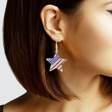 102918, STAR AMERICAN FLAG CRYSTAL RHINESTONE DANGLE EARRING