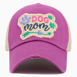 102924, "DOG MOM" WASHED VINTAGE MESH BALL CAP