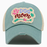 102924, "DOG MOM" WASHED VINTAGE MESH BALL CAP