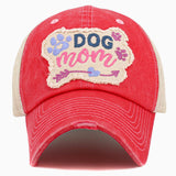 102924, "DOG MOM" WASHED VINTAGE MESH BALL CAP
