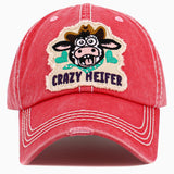 102928, "CRAZY HEIFER" WASHED VINTAGE BALL CAP