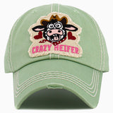 102928, "CRAZY HEIFER" WASHED VINTAGE BALL CAP