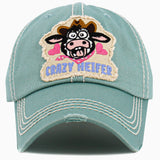 102928, "CRAZY HEIFER" WASHED VINTAGE BALL CAP