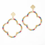 102932, CLOVER DAINTY BEADED DANGLE EARRING