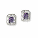 102951, GEOMETRIC CUBIC ZIRCONIA DESIGNER INSPIRED STUD EARRING