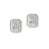 102951, GEOMETRIC CUBIC ZIRCONIA DESIGNER INSPIRED STUD EARRING