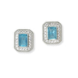 102951, GEOMETRIC CUBIC ZIRCONIA DESIGNER INSPIRED STUD EARRING