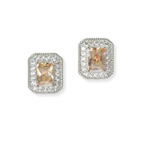 102951, GEOMETRIC CUBIC ZIRCONIA DESIGNER INSPIRED STUD EARRING