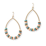 102955, WOOD BEADED TEARDROP DANGLE EARRING