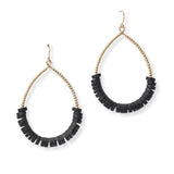 102955, WOOD BEADED TEARDROP DANGLE EARRING