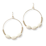 102957, OVAL LAVA STONE ROUND HOOP DANGLE EARRING