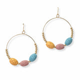 102957, OVAL LAVA STONE ROUND HOOP DANGLE EARRING