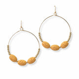 102957, OVAL LAVA STONE ROUND HOOP DANGLE EARRING