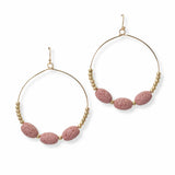 102957, OVAL LAVA STONE ROUND HOOP DANGLE EARRING