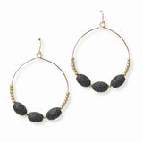 102957, OVAL LAVA STONE ROUND HOOP DANGLE EARRING