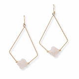 102958, CLOVER SEMI PRECIOUS STONE ACCENT GEOMETRIC DANGLE EARRING