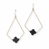 102958, CLOVER SEMI PRECIOUS STONE ACCENT GEOMETRIC DANGLE EARRING