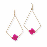102958, CLOVER SEMI PRECIOUS STONE ACCENT GEOMETRIC DANGLE EARRING