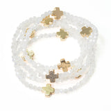 102959, CROSS ACCENT MULTI LAYERED BEADED STRETCH BRACELET