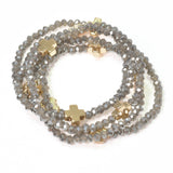 102959, CROSS ACCENT MULTI LAYERED BEADED STRETCH BRACELET