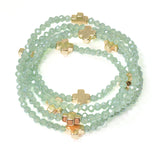102959, CROSS ACCENT MULTI LAYERED BEADED STRETCH BRACELET
